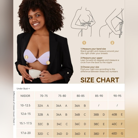 Niidor Adhesive Bra Strapless Sticky Invisible Push up Silicone Bra for Backless - Picture 5 of 7